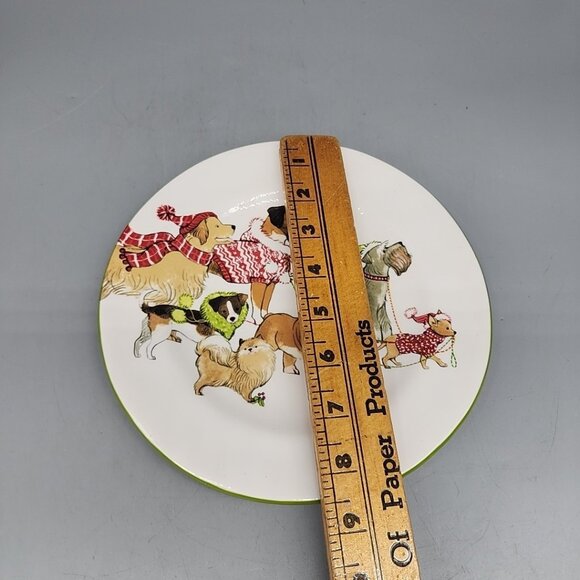 Pier 1 Park Avenue Puppies CHRISTMAS Salad Plate Dogs Dinner Replacement - Picture 3 of 3